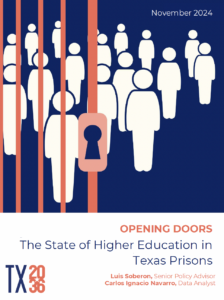Cover of Opening Doors: The State of Higher Education in Texas Prisons”